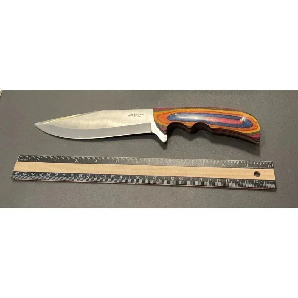 Blackhills‎ Steel Frostwood Wood Hunter Bowie 11.5” Hunting Knife Nylon Sheath
